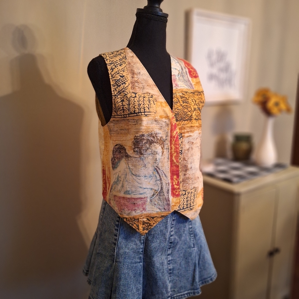 Vintage Hand-made Artistic Patterned Vest with unique design sz Small